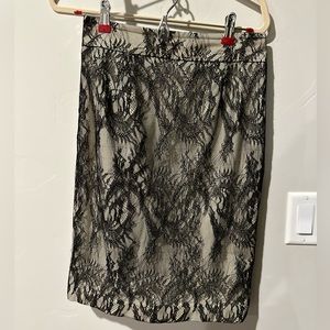 Calvin Klein nude and black lace pencil skirt